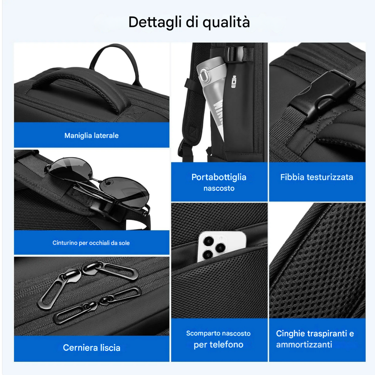 Zaino da Viaggio Espandibile con Compressione Sottovuoto da 60L – Bagaglio a Mano