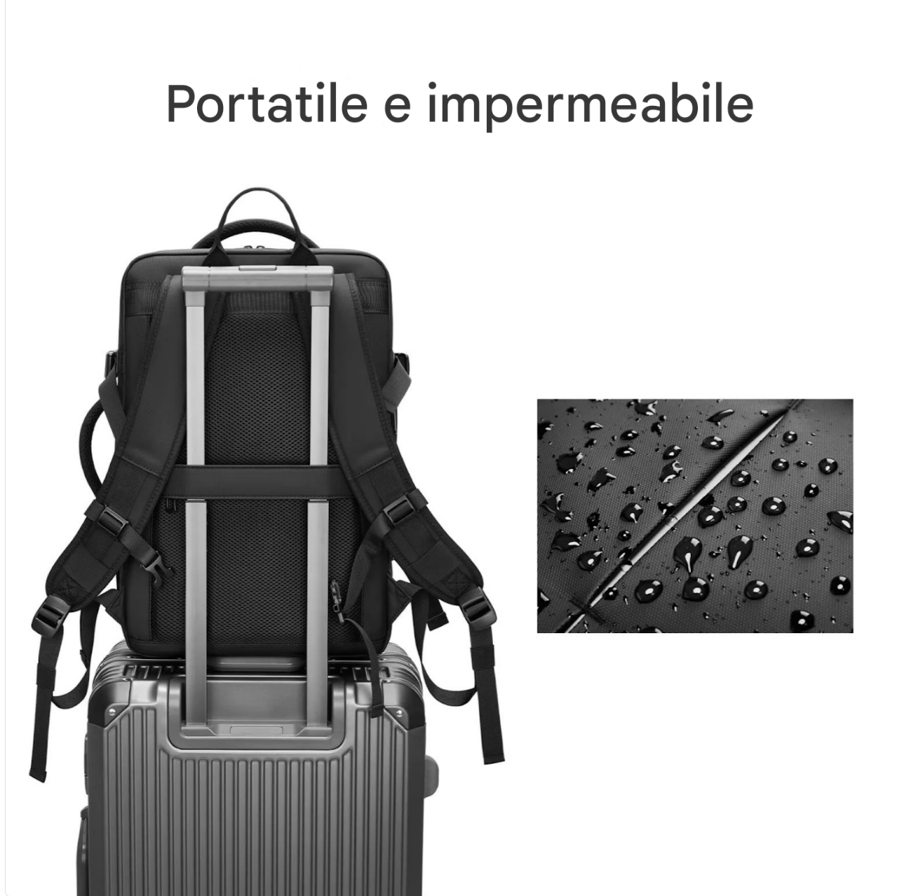 Zaino da Viaggio Espandibile con Compressione Sottovuoto da 60L – Bagaglio a Mano