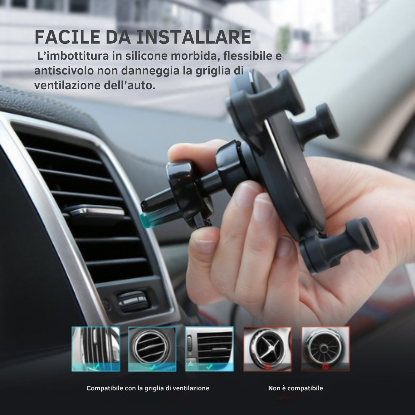 Supporto da auto per telefono cellulare con rotazione a 360°