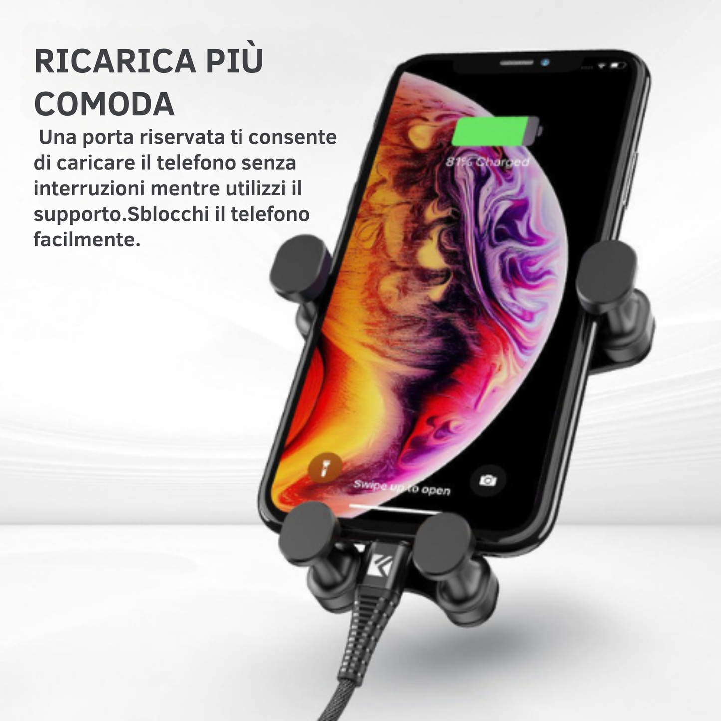 Supporto da auto per telefono cellulare con rotazione a 360°